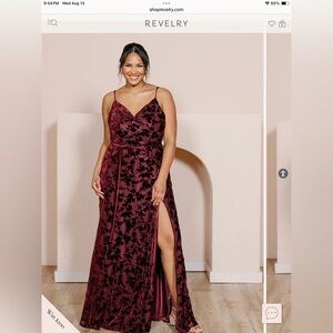 Revelry Burgundy Floral Velvet Wedding Dress